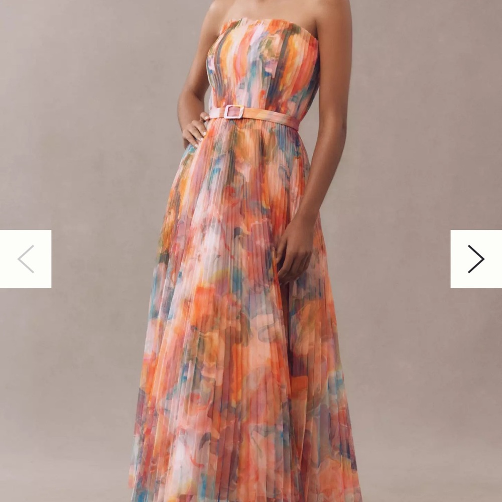 Hutch Strapless Belted Chiffon Floral Maxi Dress